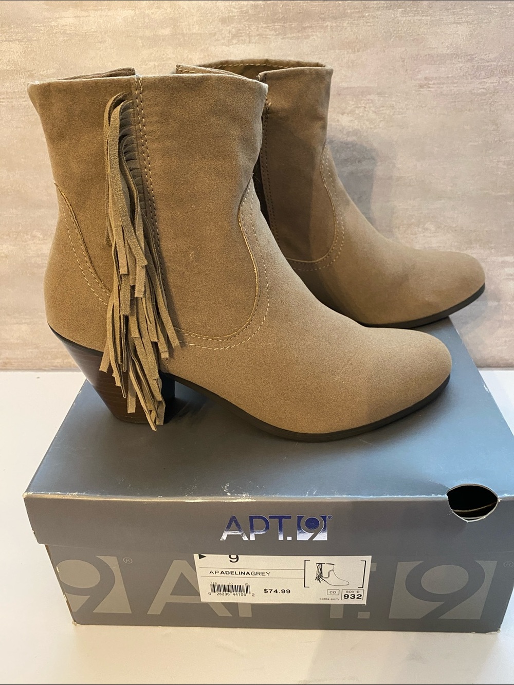 Apt. 9 Taupe Fringe Suede Ankle Booties